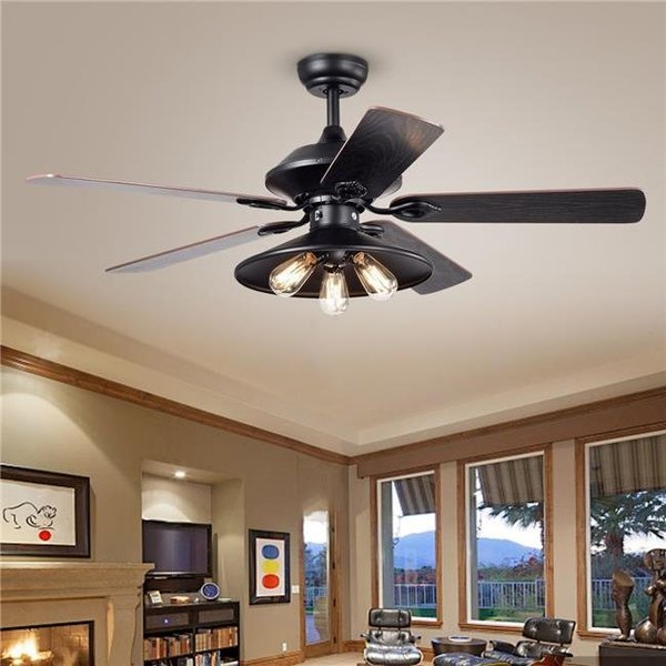 Warehouse Of Tiffany Warehouse of Tiffany CFL-8308REMO-BL 52 in. Upille Indoor Remote Controlled Ceiling Fan with Light Kit; Black CFL-8308REMO/BL